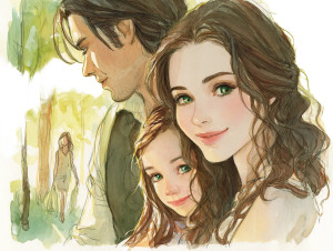 Family Watercolor Scene Vinyl Car Decal Sticker – Waterproof & UV-Resistant 8"