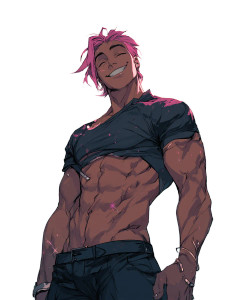 Pink-Haired Anime Man Vinyl Car Decal Sticker – Waterproof & UV-Resistant 