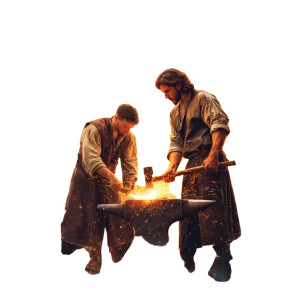 Blacksmiths At Work Vinyl Car Decal Sticker – Waterproof & UV-Resistant 8"