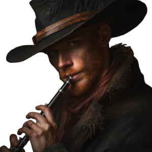 Mysterious Outlaw Flutist Vinyl Car Decal Sticker – Waterproof & UV-Resistant 8"