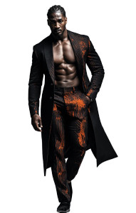 Black And Orange Suit Vinyl Car Decal Sticker – Waterproof & UV-Resistant 8"