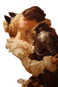 Renaissance Lady Kissing Knight V2 Vinyl Car Decal Sticker – Waterproof & UV-Resistant 8"