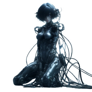 Cyborg In Amano Style Vinyl Car Decal Sticker – Waterproof & UV-Resistant 8"