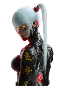 Futuristic Cyborg Character Vinyl Car Decal Sticker – Waterproof & UV-Resistant 8"