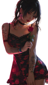 Anime Girl Rose Vinyl Car Decal Sticker – Waterproof & UV-Resistant 8"