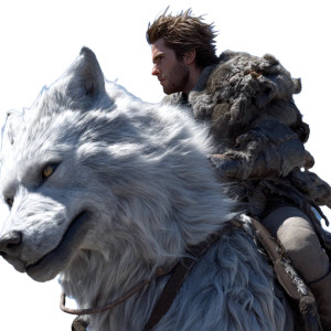 Man Riding Dire Wolf Vinyl Car Decal Sticker – Waterproof & UV-Resistant 8"