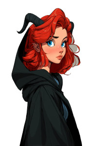 Young Female Tiefling Vinyl Car Decal Sticker – Waterproof & UV-Resistant 8"