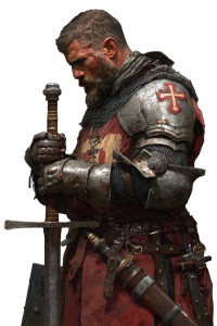 Grizzled Medieval Knight Vinyl Car Decal Sticker – Waterproof & UV-Resistant 8"