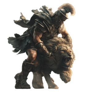 Gladiator Vs Lion V4 Vinyl Car Decal Sticker – Waterproof & UV-Resistant 8"