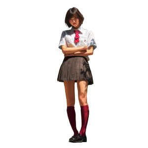 Japanese School Lady Vinyl Car Decal Sticker – Waterproof & UV-Resistant 8"