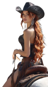 Cowboy Beauty Model Vinyl Car Decal Sticker – Waterproof & UV-Resistant 8"