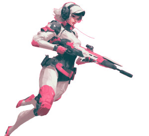 Cyberpunk Soldier Woman Vinyl Car Decal Sticker – Waterproof & UV-Resistant 8"