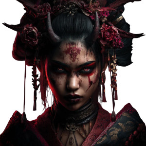 Demonic Geisha Vinyl Car Decal Sticker – Waterproof & UV-Resistant 8"