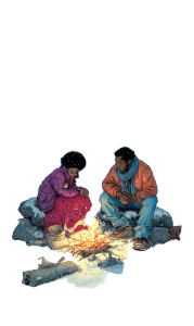 Couple At Campfire Vinyl Car Decal Sticker – Waterproof & UV-Resistant 8" Couple At Campfire Vinyl Car Decal Sticker – Waterproof & UV-Resistant 8"