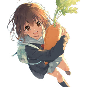 Chibi Girl With Carrot Vinyl Car Decal Sticker – Waterproof & UV-Resistant 8"