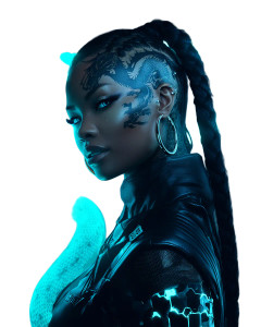 Futuristic Cyberpunk Woman V2 Vinyl Car Decal Sticker – Waterproof & UV-Resistant 8"