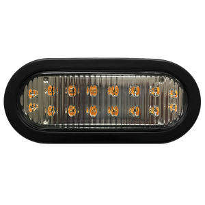 Ecco Electronic Warning Light 3965AB Oval Directional LED; Grommet Mount; Amber/Blue LEDs; Clear Lens; 8 Flash Patterns; 12 To 24 Volt DC; With R2160GO Oval Grommet/A9895 Oval Mounting Box