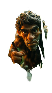 Miniature Caveman Hunting Vinyl Car Decal Sticker – Waterproof & UV-Resistant 8"