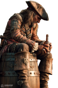 Pirate Drinking Rum Vinyl Car Decal Sticker – Waterproof & UV-Resistant 8"