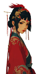 Chinese Anime Woman Vinyl Car Decal Sticker – Waterproof & UV-Resistant 8"