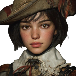 Cute Musketeer Portrait Vinyl Car Decal Sticker – Waterproof & UV-Resistant 8"