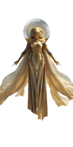 Golden Celestial Being Vinyl Car Decal Sticker – Waterproof & UV-Resistant 8"