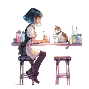 Anime Bartender Scene Vinyl Car Decal Sticker – Waterproof & UV-Resistant 8"