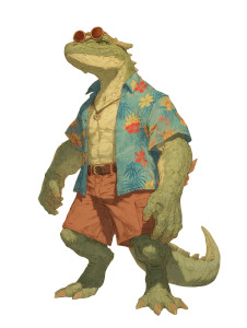 Lizardman Beach Portrait Vinyl Car Decal Sticker – Waterproof & UV-Resistant 8"