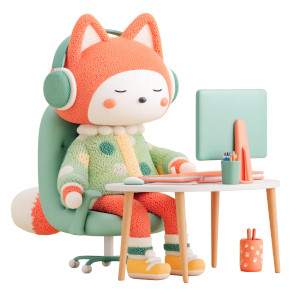 Stylized Fox Workstation Vinyl Car Decal Sticker – Waterproof & UV-Resistant 8"