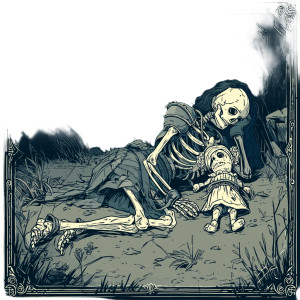 Skeleton Girl With Doll Vinyl Car Decal Sticker – Waterproof & UV-Resistant 8"