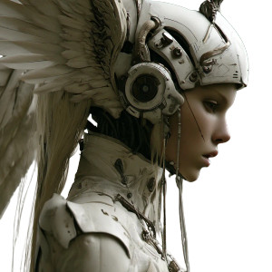 Robot Angel Girl Vinyl Car Decal Sticker – Waterproof & UV-Resistant 8"