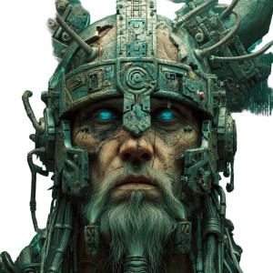 Cyber-Viking Warrior Vinyl Car Decal Sticker – Waterproof & UV-Resistant 8"