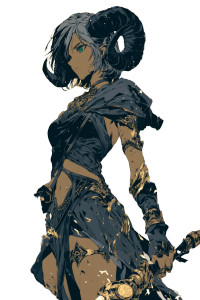 Ethereal Horned Warrior Vinyl Car Decal Sticker – Waterproof & UV-Resistant 8"