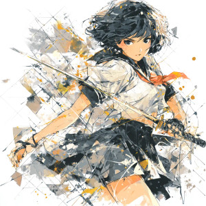 Sailor Katana Warrior Vinyl Car Decal Sticker – Waterproof & UV-Resistant 8"