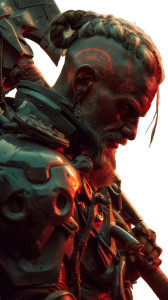 Cyberpunk Viking Warrior Vinyl Car Decal Sticker – Waterproof & UV-Resistant 8"