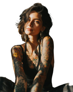 Tattooed Woman Photoshoot Vinyl Car Decal Sticker – Waterproof & UV-Resistant 8"