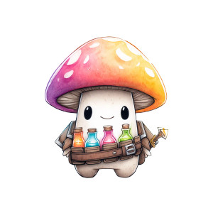 Kawaii Adventurer Mushroom Vinyl Car Decal Sticker – Waterproof & UV-Resistant 8"