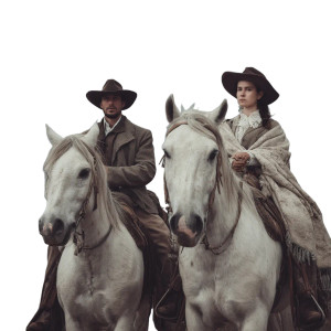 Cowboy Couple Riding Vinyl Car Decal Sticker – Waterproof & UV-Resistant 8"