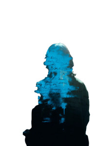 Blue Silhouette Selfie Vinyl Car Decal Sticker – Waterproof & UV-Resistant 8"