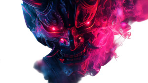 Cyberpunk Oni Mask V5 Vinyl Car Decal Sticker – Waterproof & UV-Resistant 8"