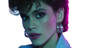 Glamorous Retro-Futuristic Portrait Vinyl Car Decal Sticker – Waterproof & UV-Resistant 8"