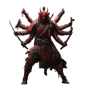 Red Oni Samurai Vinyl Car Decal Sticker – Waterproof & UV-Resistant 8"