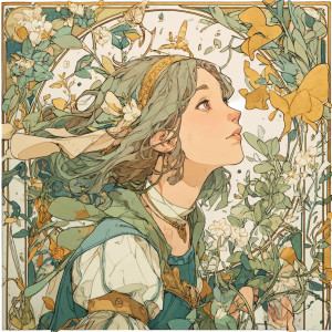 Mucha-Inspired Girl Vinyl Car Decal Sticker – Waterproof & UV-Resistant 8"