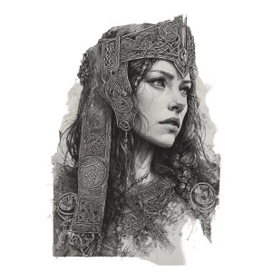 Celtic Princess Portrait V2 Vinyl Car Decal Sticker – Waterproof & UV-Resistant 8"