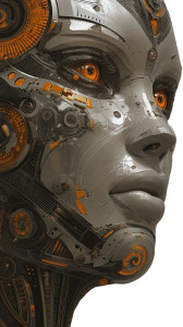 Biomechanical Cyborg Face Vinyl Car Decal Sticker – Waterproof & UV-Resistant 8"