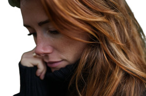 Contemplative Redhead Vinyl Car Decal Sticker – Waterproof & UV-Resistant 8"