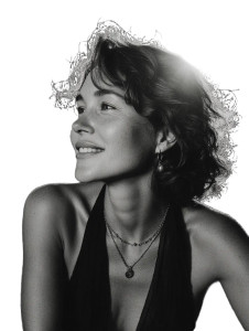 Graceful Smiling Woman Vinyl Car Decal Sticker – Waterproof & UV-Resistant 8"