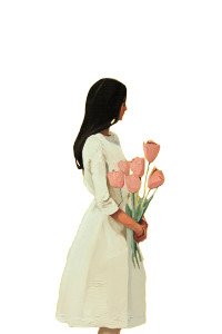 Girl With Tulips Vinyl Car Decal Sticker – Waterproof & UV-Resistant 8"