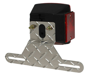 USA-Made Aluminum License Plate Bracket | Fits Standard Left DOT Brake Lamp | Durable Diamond Plate Finish