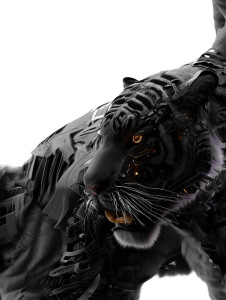 Geometric Tiger Run Vinyl Car Decal Sticker – Waterproof & UV-Resistant 8"